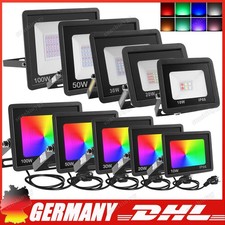 RGB LED Fluter 10W-100W mit Stecker Farbig Außen Strahler Flutlicht Gartenlampe