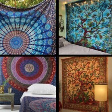 Indischer Wandteppich, Hippie-Mandala, Wandbehang, böhmische Tagesdecke,...