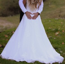 Brautkleid Hochzeitskleid A-Linie ivory Vintage spitze mit Bolero Gr. 34 / S 