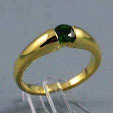 Massiver Solitär Chromdiopsid Ring 925er Sterling Silber Gr. 56 vergoldet