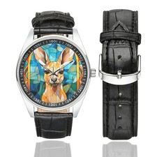 Buntglas Känguru Uhr mit