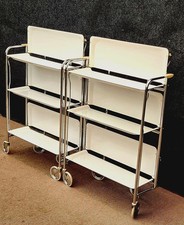 1/2 Teewagen Weiß Dinett Barwagen Rollwagen Faltbar 70er Vintage 3er Etagen Rar 