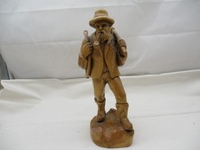 Handarbeit – Holz Figur Skulptur „Mann mit Pfeife – Der alte Holzfäller 30x12 cm
