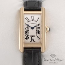 Cartier Lady Tank Americaine Gelbgold 750 Lederband Damen Gold