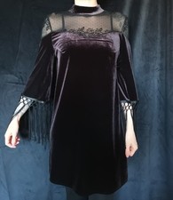 Samt Mini Kleid Fransen Muster