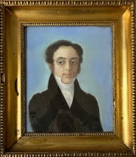 Pastell Porträt Biedermeier 19. Jahrhundert 41,8 x 36,5 cm Bilderrahmen Antik