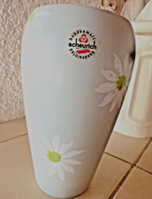 BLUMENVASE Keramik mit Margeriten +Scheurich+ hellblau Frühling 22 cm hoch NEU