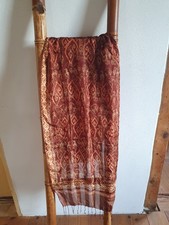 traumhafter Seidenschal,Stola,hellbraun/creme/rosenholz/Wellen,Bali,reine Seide