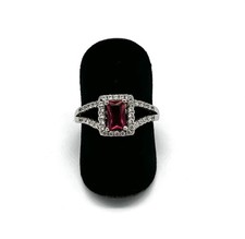 925/- Silberring, simulierte Diamanten, Baguette, Rot, Rund, Weiß, Gr. 55