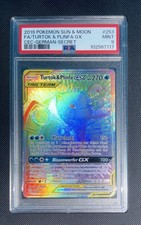 2019 POKEMON |TURTOK & PLINFA GX 253/236 Rainbow |DE| Welten im Wandel| PSA 9