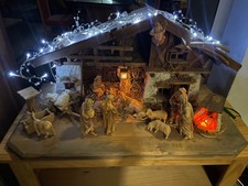 Weihnachten krippe mit Figuren,  Holz, Handarbeit, Südtirol
