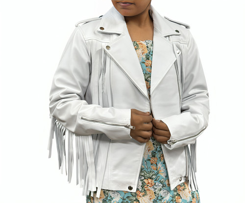 Damen style fransen lederjacke - damen,