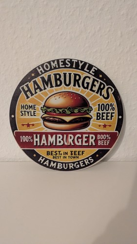 Hamburgers blechschild rund - hamburgers,