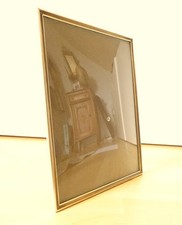 Antik Bilderrahmen SCHWEDEN Konvex Glas Metall TOP Tisch-/ Wandrahmen 18x24cm