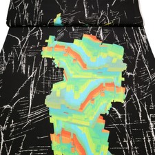 Stoff Slinky Jersey Panel 115cm Abstrakt schwarz grün weiß bunt Tanzsportstoff