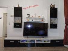 Wohnwand Weiß Und Schwarz Mit 6 Teilen