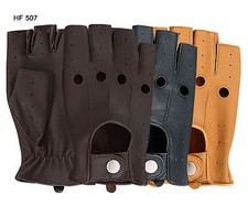 HERREN HALBE FINGER FAHRHANDSCHUHE WEICH ECHTLEDER CHAUFFEUR MOTORRAD MODE