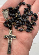 Alter antiker Rosenkranz Kirchen Religion Kette in Etui vintage retro