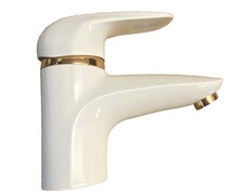 Waschtischarmatur Waschbeckenarmatur Wasserhahn  weiss weiß gold