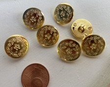 7 Knöpfe Knopf Trachten Öse gold Blumenkranz 14mm Dirndknopf Janker Halbkugel