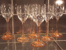 6 antik Weingläser rosa Stiel