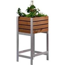 Dobar Balkonbeet Hochbeet Pflanzkasten mit Gestell Pflanzkiste Blumenbeet Holz B