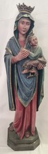 ANTIKE FIGUR MARIA mit KIND SKULPTUR 19.Jhd HOLZ FIGUR FARBLICH GEFASST