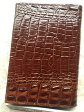 Portemonnaie Leder Krokoprint Geldbörse Tiermuster Braun Cognac echt Vintage