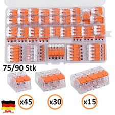 90x für WAGO Klemmen Durchgangsverbinder mit Hebel 2-5 Leiter Klemme Dosenklemme