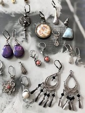 Konvolut Antik alt Bruchsilber Ohrringe Ohrstecker Silber Einzelteile & Paare