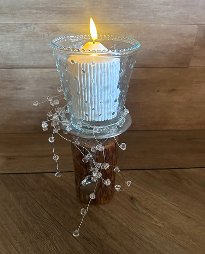Glas windlicht auf altholz - glas,