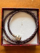 Pandora doppeltes geflochtene Lederarmband lila selten 34 cm