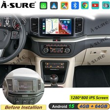 4+64GB Android 15 IPS Autoradio Carplay BT GPS Navi Für VW Sharan 7N Alhambra II