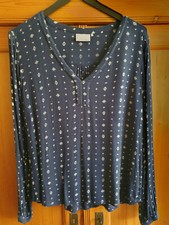 Bluse Tunika Langarm KAFFE Gr. 38 dunkelblau geometrisch