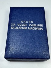 JUGOSLAWIEN ORDEN FÜR VERDIENSTE MIT GOLDENEN SCHWERTERN Tito Verleihungsetui