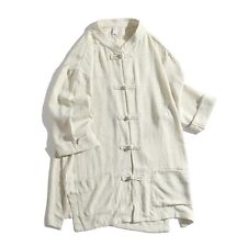 Chinesisch Salingstutzen Anzug Herren Retro Halb Hemd Kung Fu Tai Chi Jacke