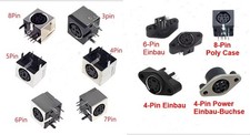Mini-DIN-Kupplung, Einbau Buchse Stecker  3 4 5 6 7 8-pol , Printmontage, Midi
