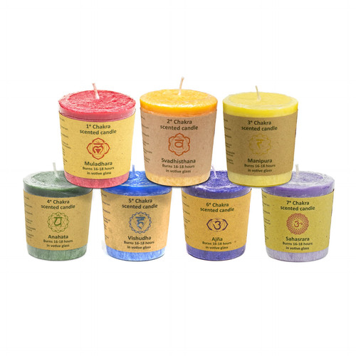 Set mit votiv chakra kerzen - set,