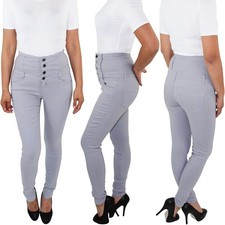 Damen 4 Knopf Skinny Jeans