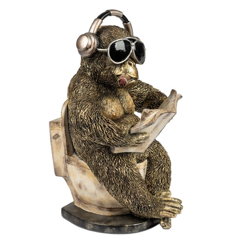 Dekofigur affe mit zeitung und - dekofigur,
