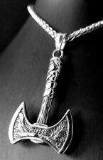 Wikinger Krieger Axt Anhänger Edelstahl Halskette Rabe Herren Schmuck Biker 224