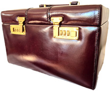 Kosmetikkoffer Schmuckkoffer Beauty Case echt Leder bordeaux  "amiet" Vintage