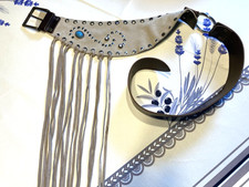 Damengürtel Ledergürtel Gürtel für Rock geeignet mit Fransen Beige echt Leder