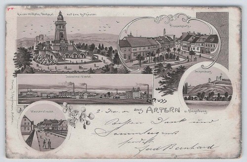 Ansichtskarte gruss aus artern - ansichtskarte,