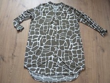 Stretch Kleid Tunika Longbluse khaki weiß Muster Einheitsgröße 44 46