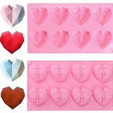Herzform Silikonform 3D Diamant Backform Herz Kuchen Schokolade Eisformen