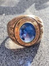 Vintage 10K GF Gold Blue US Navy Ring  