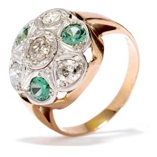 Diamant Turmalin Ring aus 585er Gold 4 Diamanten 3 Turmalien Gr. 54 Gewicht 4,1g