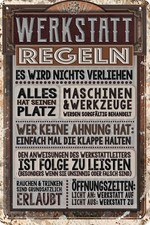 Blechschild Werkstatt Regeln