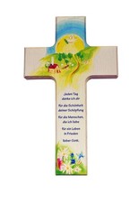 Kinderkreuz, bunt, ca. 15x9cm, Haus/Landschaft - Künstlerin Steffi Mayer